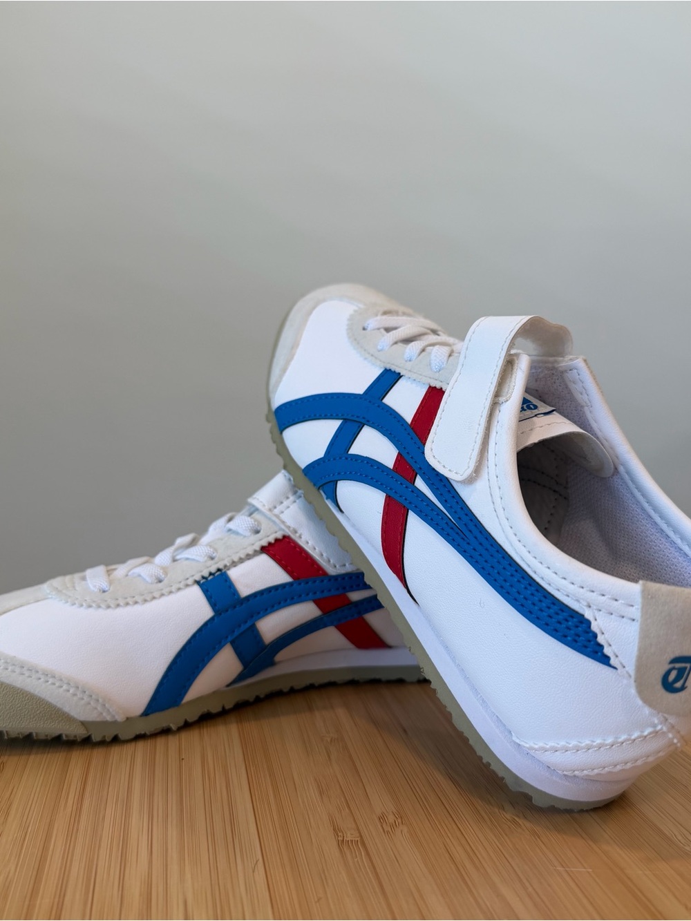 Onitsuka Tiger Mexico 66 Kids US 2 UK 1 21CM White Blue Red Tennis Shoes Sneaker